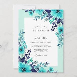 Teal Dazzling Summer Wedding Invitation