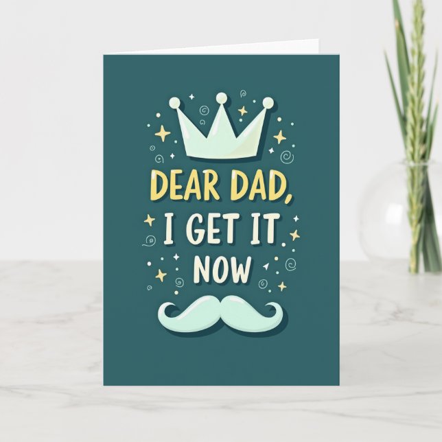 Teal Dear Dad Card (Front)