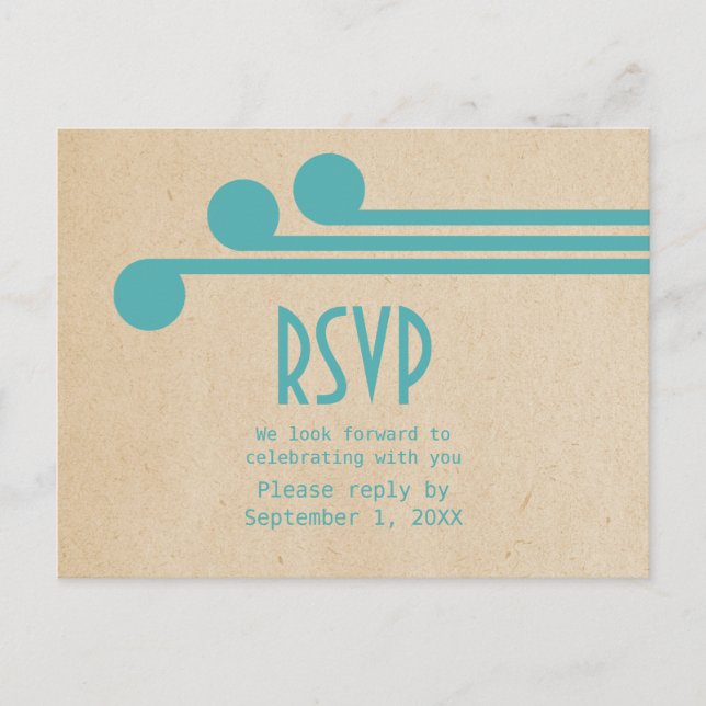 Teal Deco Chic RSVP Postcard (Front)