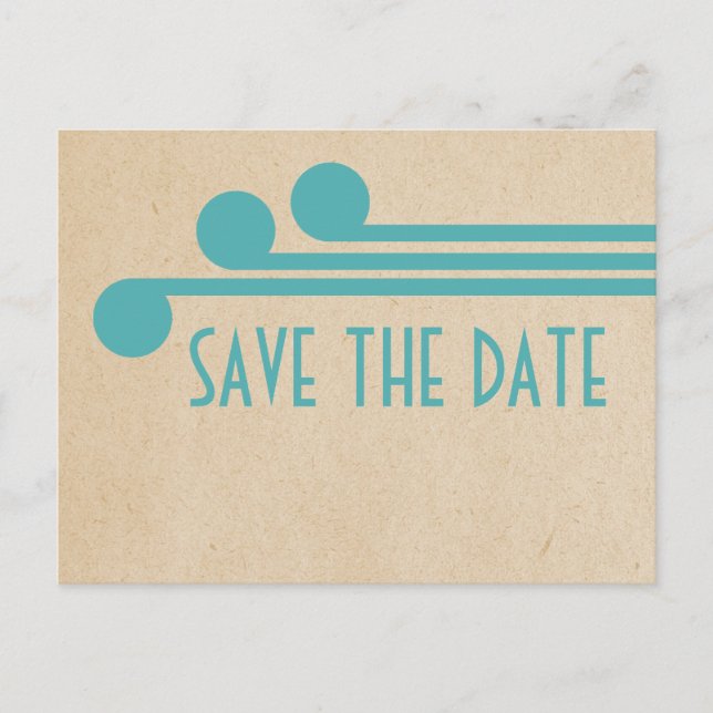 Teal Deco Chic Save the Date Postcard (Front)