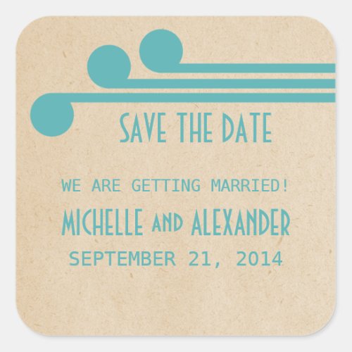 Teal Deco Chic Save the Date Stickers