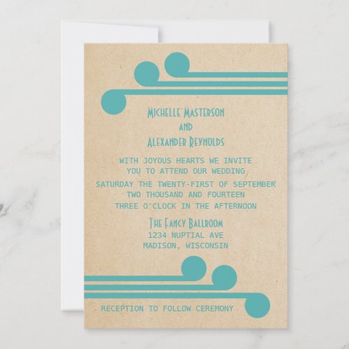 Teal Deco Chic Wedding Invite