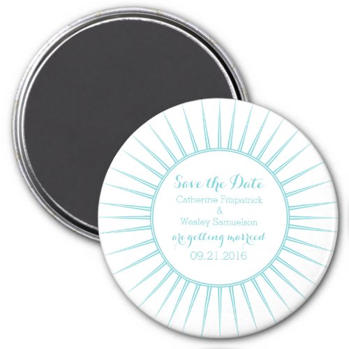 Teal Deco Retro Save the Date Magnet