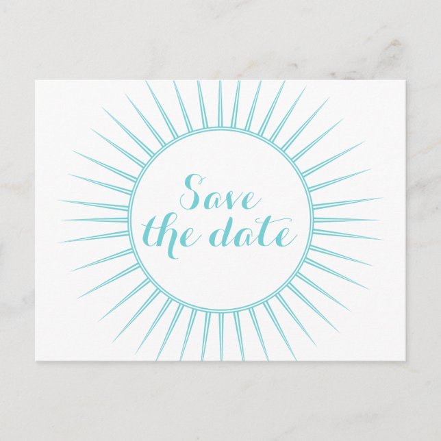 Teal Deco Retro Save the Date Postcard (Front)