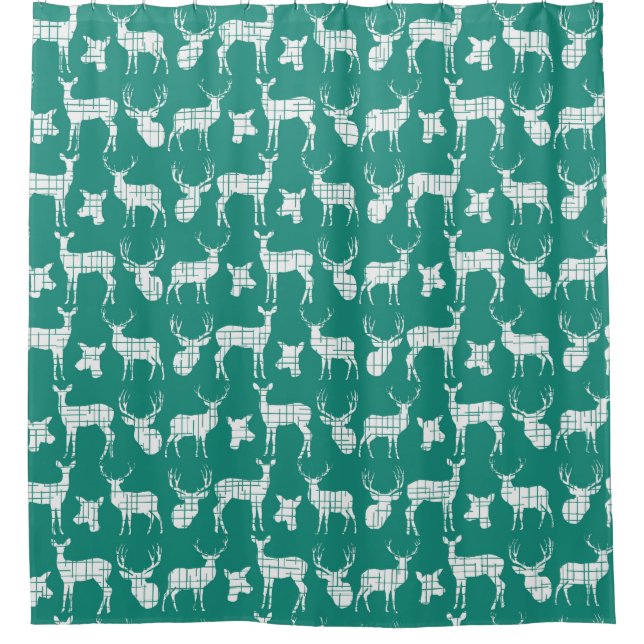 Teal Deer Bucks Doe Wildlife Nature Shower Curtain (Front)