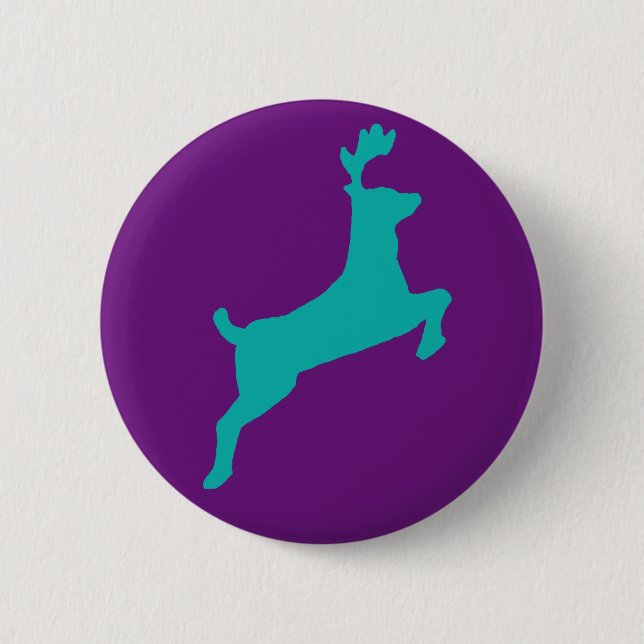 Teal deer pinback button (Front)