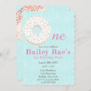 Teal Denim Donuts & Sprinkles 1st Birthday Party