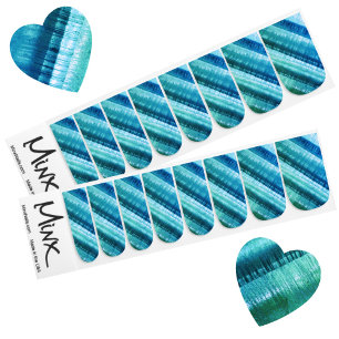 Teal Diagonal Boho Chic Minx Nail Art