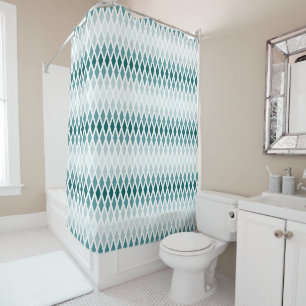 Teal Diamond Ombre Shower Curtain