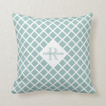 Teal Diamond Pattern Modern Monogram