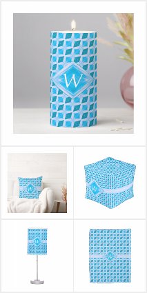 Teal Diamond Pattern Monogram Home Decor - ADS1P