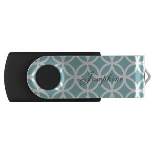 Teal Diamond Pattern Personalized Flash Drive