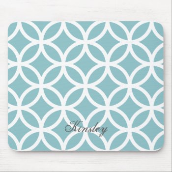 Teal Diamond Pattern Personalized Mousepad by Superstarbing at Zazzle