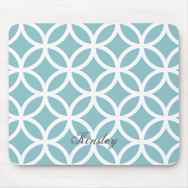 Teal Diamond Pattern Personalized Mousepad (Front)