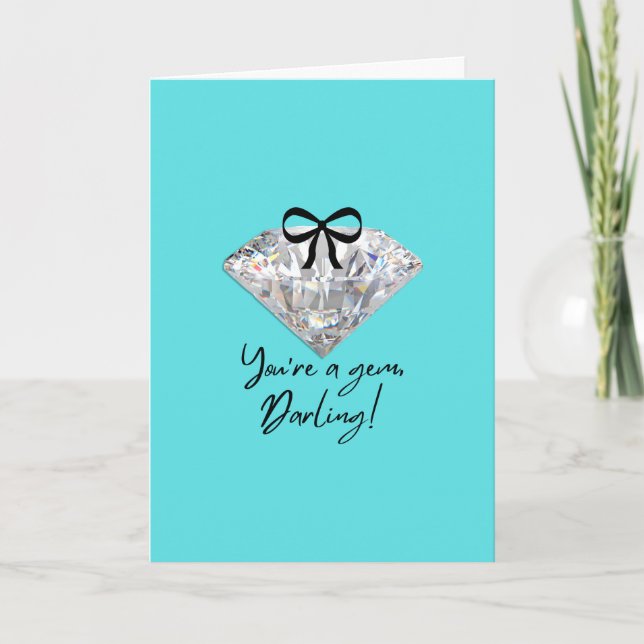 Teal & Diamond Thank You Card (Front)