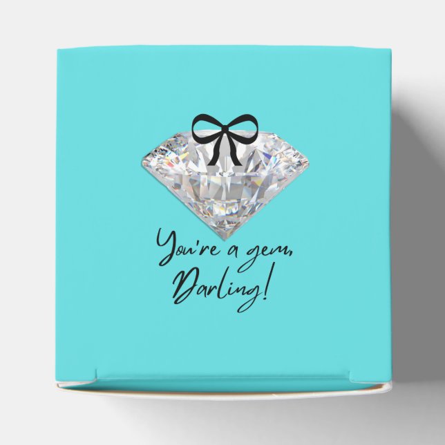 Teal & Diamond Thank You Card Favor Boxes (Top)
