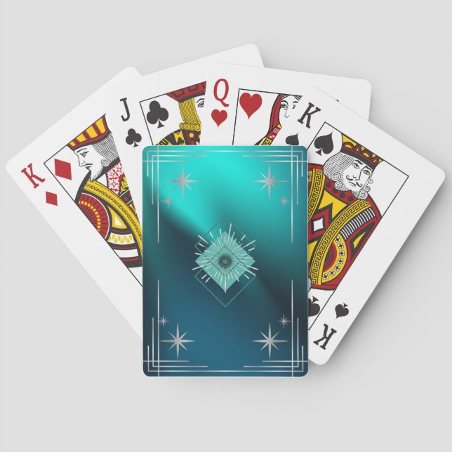 Teal & Diamonds  Poker Cards (Back)