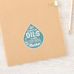 Teal Die Cut Essential Oil Drop Sticker