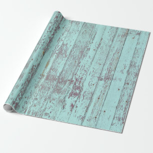 Teal Distressed Rustic Wood Wrapping Paper