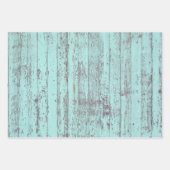 Teal Distressed Rustic Wood Wrapping Paper Sheets (Front 3)