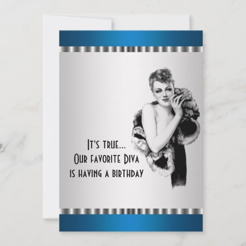 Teal Diva Birthday Party Invitation