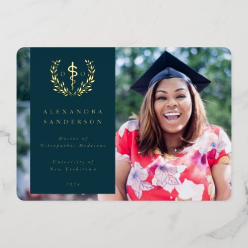 Teal DO Asclepius Graduation Photo Announcement