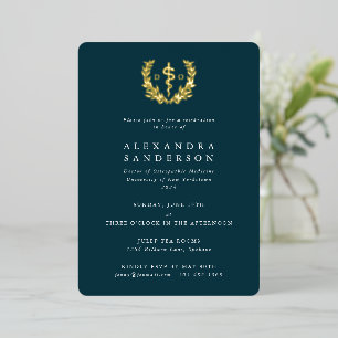 Teal Doctor of Osteopathic Medicine Graduation Foil Invitation