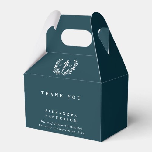 Teal Doctor of Osteopathy Asclepius Favor Boxes