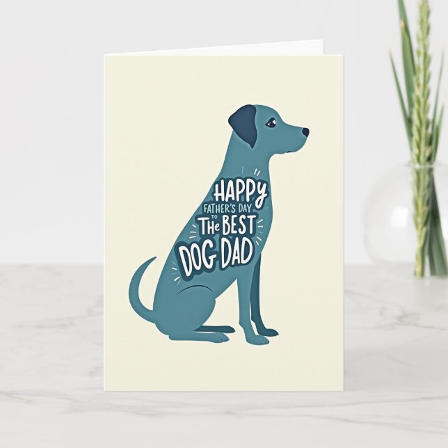 Teal Dog Best Dog Dad Card (Front)