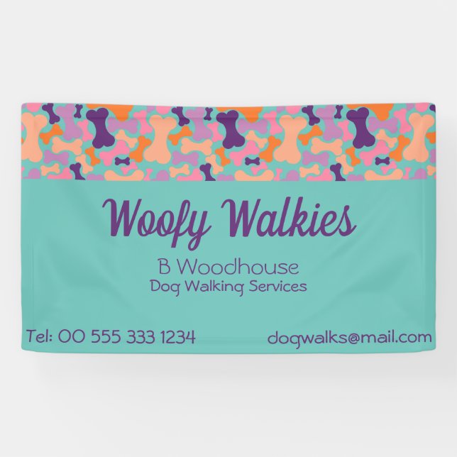 Teal dog bone design business banner (Horizontal)