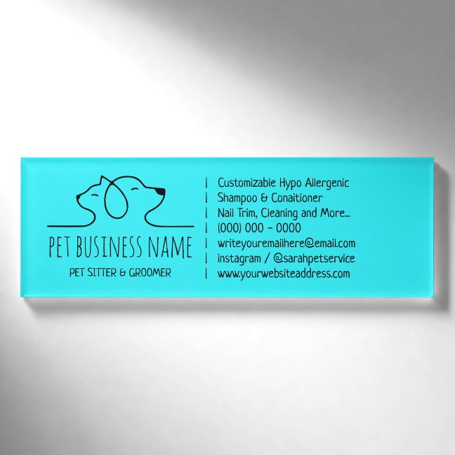 Teal dog cat line art logo veterinary name tag