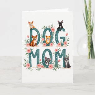 Teal Dog Mom Floral Art Card