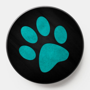 Teal Dog Paw Print Love Minimal Aesthetic Design PopSocket