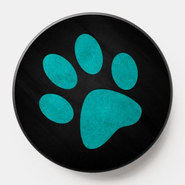 Teal Dog Paw Print Love Minimal Aesthetic Design PopSocket (Popsocket)