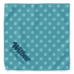 Teal Dog Paw Prints Personalize Name & Message Bandana