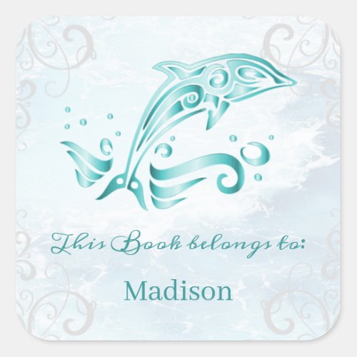 Teal Dolphin Book Sticker