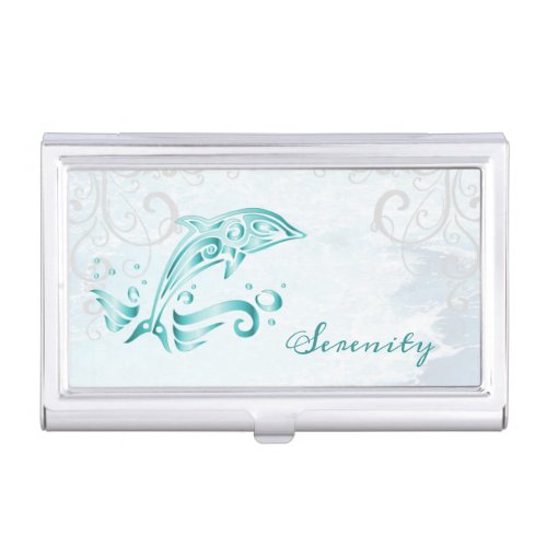 Teal Dolphin Business Card Case