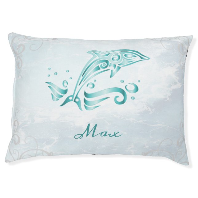 Teal Dolphin Dog Bed (Front)