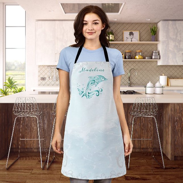 Teal Dolphin Personalized Apron (Teal Dolphin Personalized Apron)