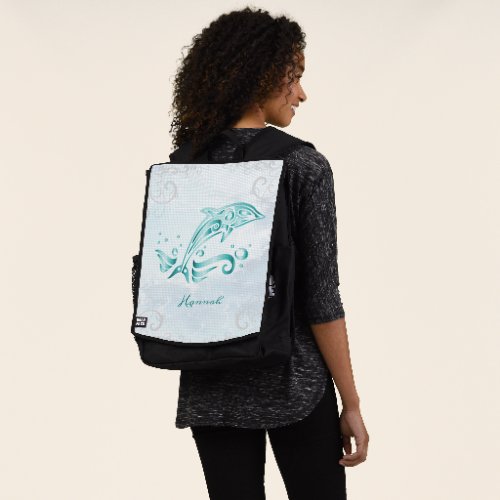 Teal Dolphin Personalized Backpack