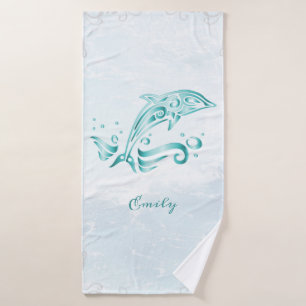Teal Dolphin Personalized Bath Towel Set