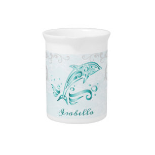 Teal Dolphin Personalized Beverage Pitcher