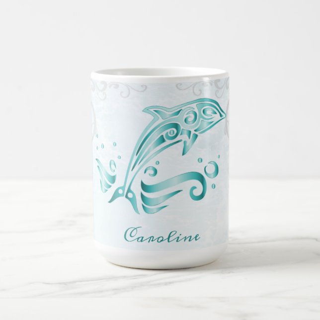 Teal Dolphin Personalized Coffee Mug (Center)