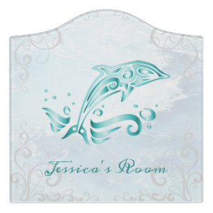 Teal Dolphin Personalized Door Sign