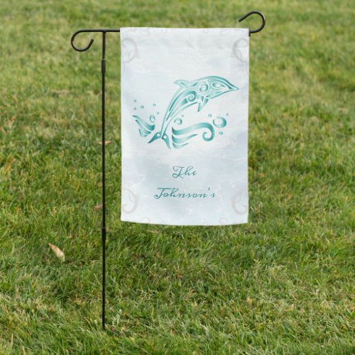 Teal Dolphin Personalized Garden Flag