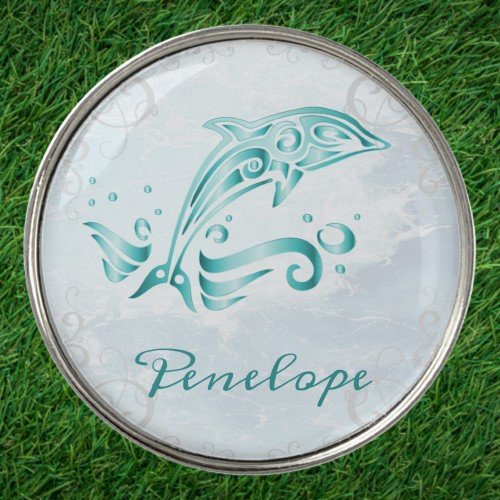 Teal Dolphin Personalized Golf Ball Marker