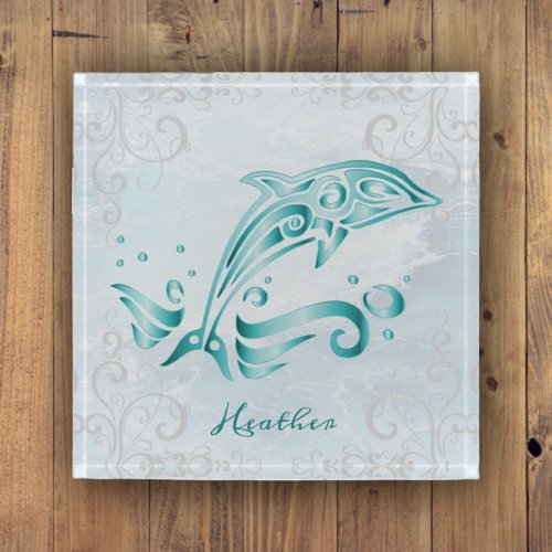 Teal Dolphin Personalized Paperweight