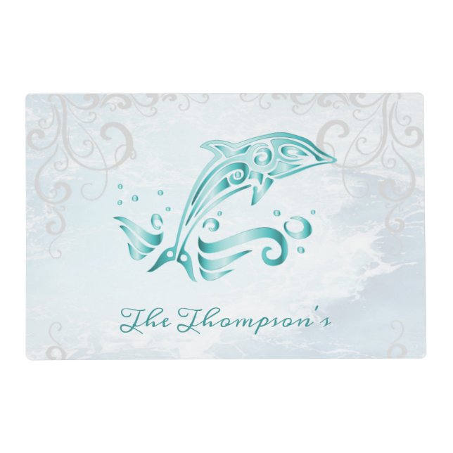 Teal Dolphin Personalized Placemat (Front)