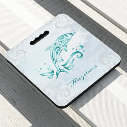 Teal Dolphin Personalized Seat Cushion