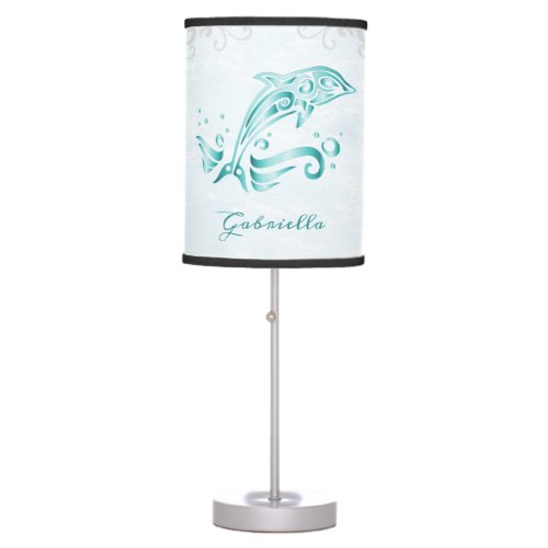 Teal Dolphin Personalized Table Lamp